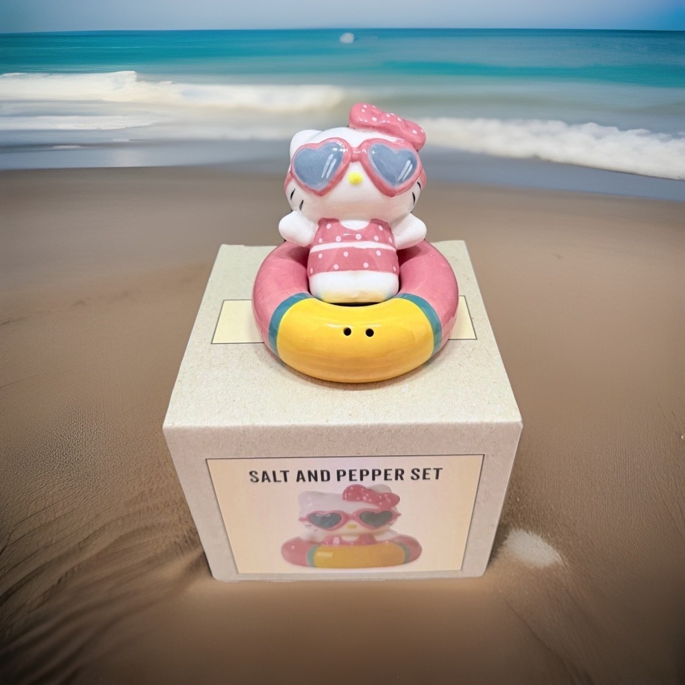 Cracker Barrel Exclusive Blue Sky Hello Kitty‎ Salt Pepper Bikini with Float